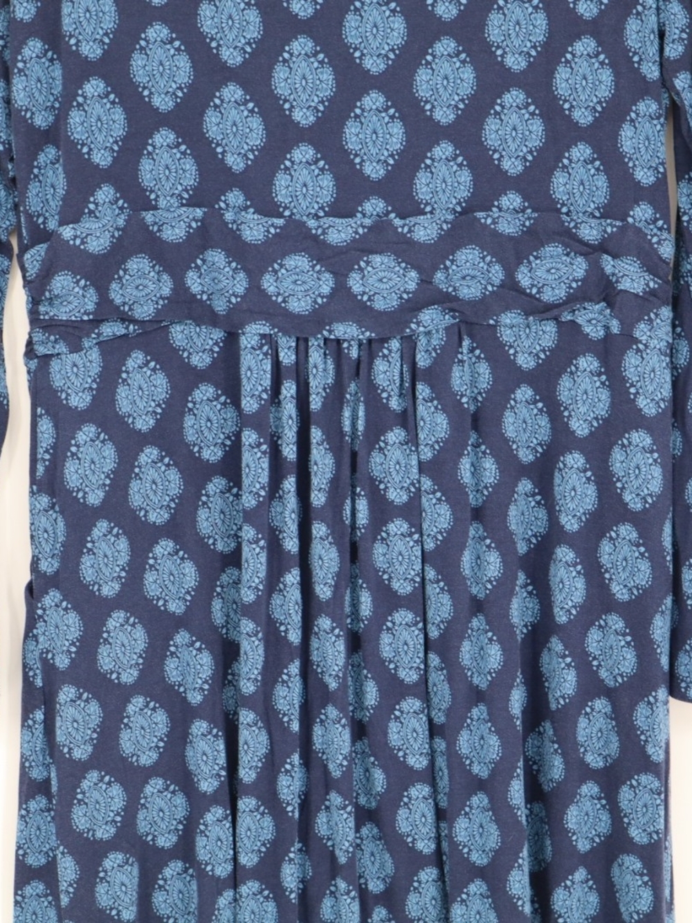 Boden Abigail Jersey Dress 14R Navy Blue Paisley Long Sleeve Pockets A-Line - Picture 13 of 15